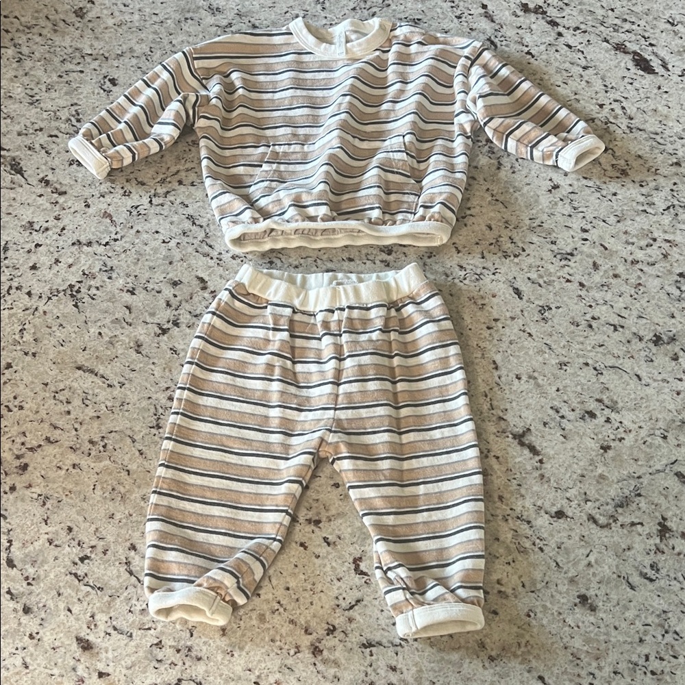 Rylee + Cru Cream and Tan Striped Set